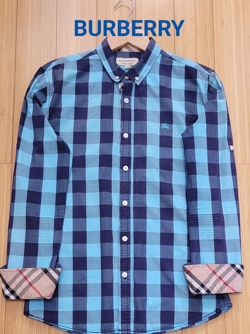 Burberry Men’s Blue Check Button-Down Shirt